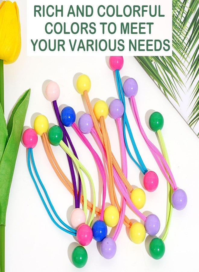 Jeffan 42 Pcs Double Balls Hair Ties, Ball Bubble Ponytail Holders Colorful Clear Assorted Elastic Accessories for Kids Children Girls Women(7Colors) - Image 3